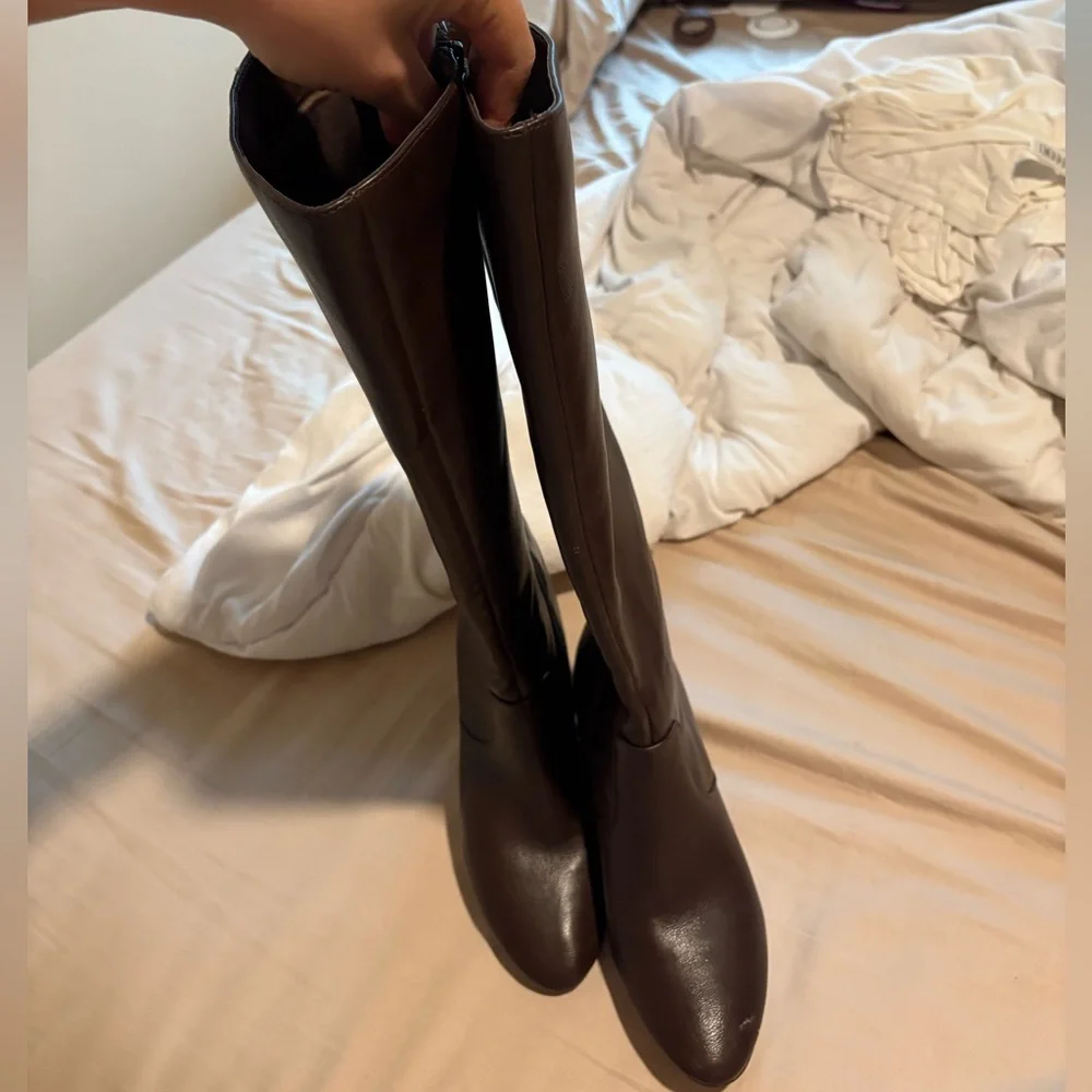 LOFT Brown Knee High Leather Heeled Boots Brand New - Picture 5 of 8